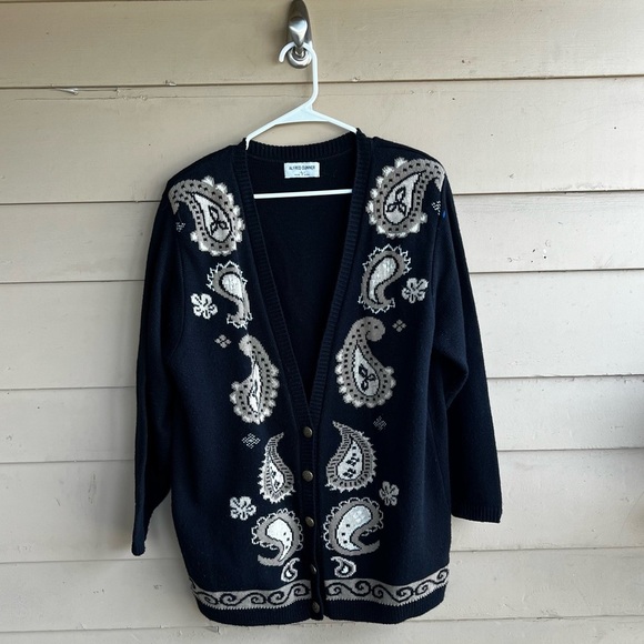 Alfred Dunner Vintage Paisley Cardigan Sweater - Size L - Boho Y2K - Picture 1 of 8